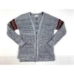 Pink Rose cardigan sweater womens L heather gray open front long sleeve Knit